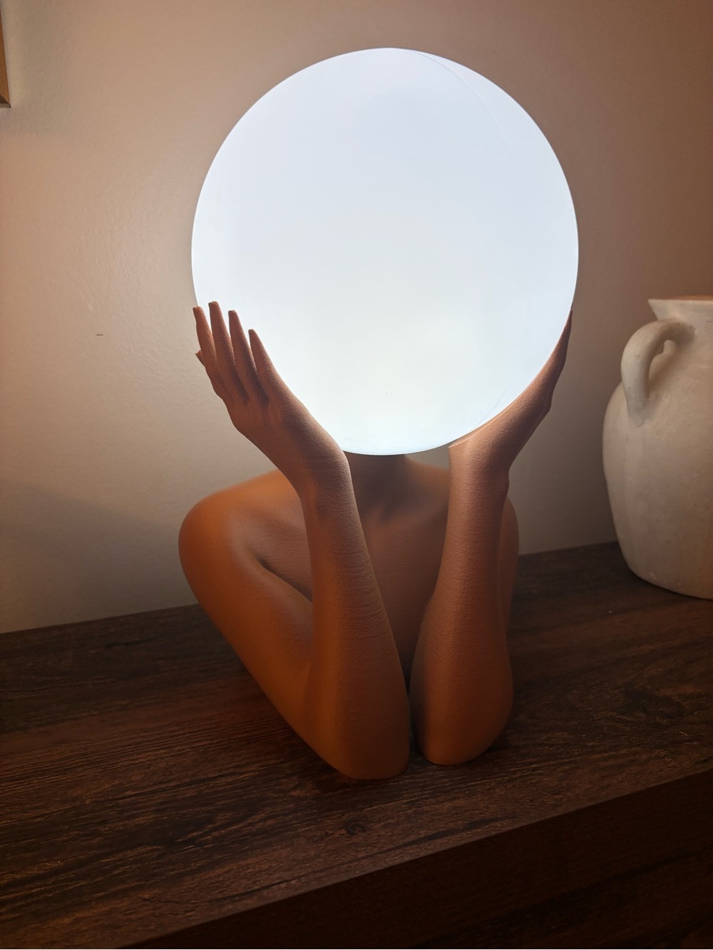 Sculptural Sphere Table Lamp, Modern Bedside Serenity, Artistic Ambient Light
